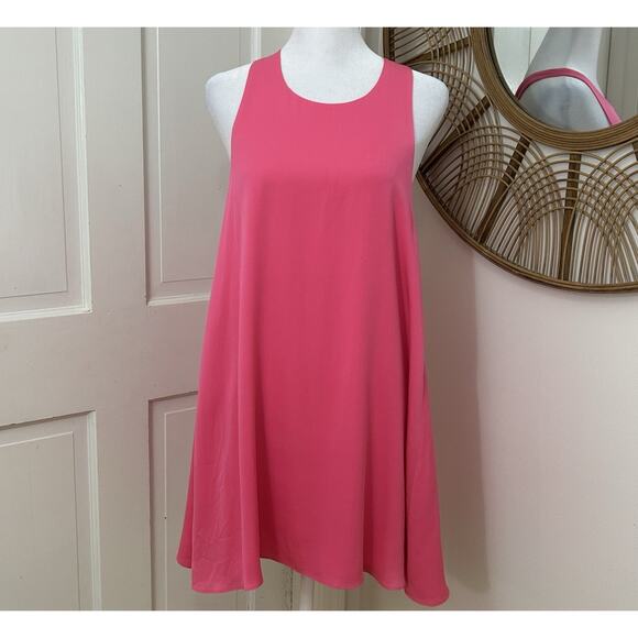 Alice + Olivia Dress Trina Silk Flowy Swing Mini Racerback Sleeveless Pink M? - Picture 1 of 4